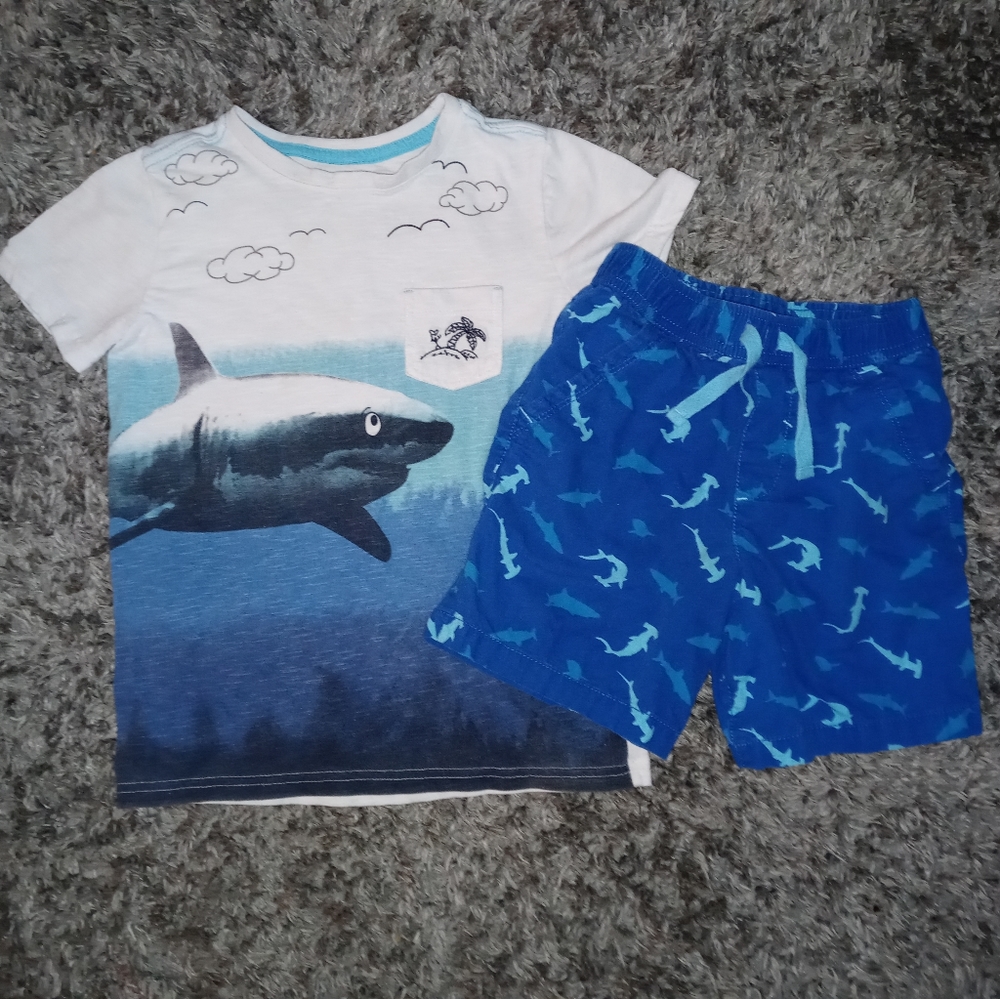 Boy shark shirt and short set